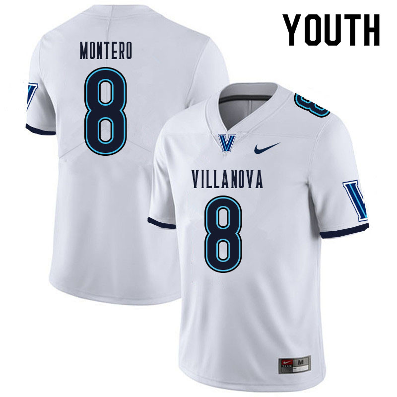 Youth #8 Antonio Montero Villanova Wildcats College Football Jerseys Sale-White - Click Image to Close